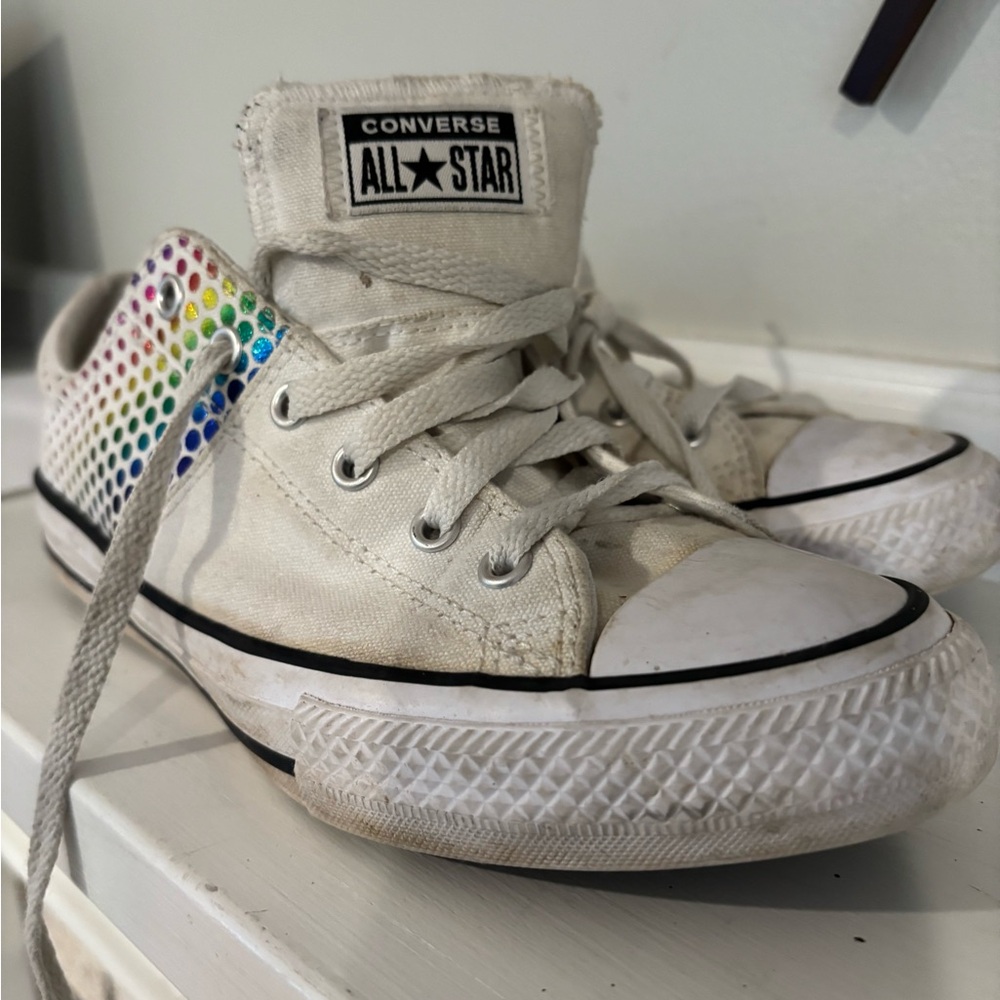 Converse White Sneakers with Multicolor Dots